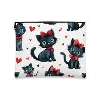 Borsa per il trucco a forma di gatto, adorabile astuccio da viaggio per cosmetici ad acquerello per donne, piccola borsa portatile in tela con cerniera, regalo di San Valentino per la cura della pelle