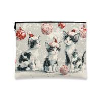 Borsa per il trucco a forma di gatto, borsa da viaggio per cosmetici a forma di gattino per le feste, organizer portatile in tela con cerniera, borsa da toilette per la cura della pelle durante le va