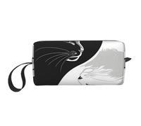 Borsa per il trucco a forma di gatto nero e bianco, resistente all'acqua, organizer da viaggio per donne e uomini, custodia per cosmetici Tai Chi con cerniera piccola borsa portatile per attrezzi
