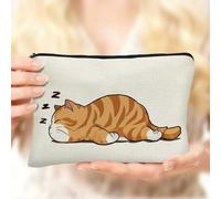 Borsa per il trucco a forma di gatto, piccola borsa organizer per cosmetici con cerniera, custodia da viaggio portatile per donne, BL 03759, 8.7 × 5.9 × 1 inches, Moda