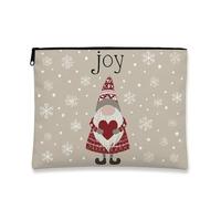 Borsa per il trucco a forma di gnomo, borsa da viaggio per cosmetici Joy Holiday da donna, organizer portatile in tela con cerniera, borsa da toilette invernale per la cura della pelle, 7x9 pollici