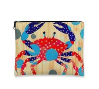 Borsa per il trucco a forma di granchio, borsa da viaggio per cosmetici da donna, piccola custodia portatile in tela con cerniera, organizer per la cura della pelle regalo da spiaggia, Colorato, 7x9