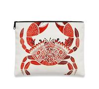 Borsa per il trucco a forma di granchio, borsa da viaggio per donne, piccola borsa portatile in tela con cerniera, regalo da spiaggia per la cura della pelle, Rosso, 7x9 Inch