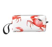 Borsa per il trucco a forma di granchio, resistente all'acqua, organizer per articoli da toeletta da viaggio per donne e uomini, borsa per cosmetici ad acquerello con cerniera, piccola borsa per