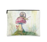 Borsa per il trucco a forma di lumaca, borsa da viaggio colorata per cosmetici, da donna, piccola borsa portatile in tela con cerniera, borsa da toilette regalo primaverile, Colorato, 7x9 Inch, Fungo