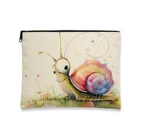 Borsa per il trucco a forma di lumaca, borsa da viaggio colorata per cosmetici da donna, piccola borsa portatile in tela con cerniera, borsa da toilette regalo divertente, Multicolore, 7x9 Inch