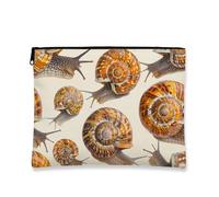 Borsa per il trucco a forma di lumaca, borsa da viaggio per donne, piccola borsa portatile in tela con cerniera, per primavera ed estate, Marrone, 7x9 Inch