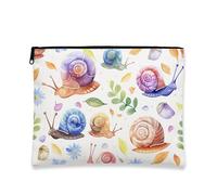 Borsa per il trucco a forma di lumaca, graziosa borsetta da viaggio per cosmetici, da donna, portatile, piccola in tela con cerniera, per festival di primavera, bianco, 7x9 Inch