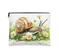 Borsa per il trucco a forma di lumaca, realistica borsa da viaggio per cosmetici con lumaca e crisantemo per donne, piccola borsa portatile in tela con cerniera, borsa da toilette regalo all'aperto