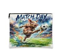 Borsa per il trucco a forma di maialino da calcio, borsa da viaggio per donne e ragazze, piccola borsa portatile in tela con cerniera, borsa da toeletta con animali, 17,8 x 22,9 cm