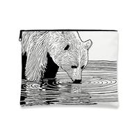 Borsa per il trucco a forma di orso, borsa da viaggio per cosmetici da donna, piccola borsa portatile in tela con cerniera, regalo naturale per la cura della pelle, Nero, Bianco, 7x9 Inch, Orso