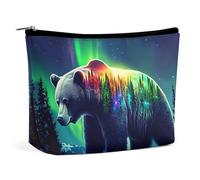 Borsa per il trucco a forma di orso delle luci del nord, borse per donna con cerniera, pochette da viaggio per articoli da toeletta, borse per il trucco, cosmetici