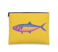 Borsa per il trucco a forma di pesce, borsa da viaggio colorata con pesce giallo, borsa da viaggio per donne, piccola borsa portatile in tela con cerniera, organizer per articoli da toeletta per la