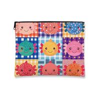 Borsa per il trucco a forma di pesce carino, borsa da viaggio multicolore per cosmetici da donna, piccola borsa portatile in tela con cerniera, regalo divertente per la cura della pelle, Multicolore
