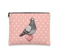 Borsa per il trucco a forma di piccione, bella borsa da viaggio da donna, piccola borsa da toilette portatile in tela con cerniera, regalo divertente per feste, pesca, 7x9 Inch, Piccione
