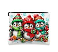 Borsa per il trucco a forma di pinguino, pochette per cosmetici invernale da donna, organizer da viaggio portatile con cerniera, borsa per articoli da toeletta per la cura della pelle durante le vaca