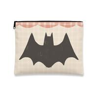 Borsa per il trucco a forma di pipistrello, borsa da viaggio per donne, piccola borsa portatile in tela con cerniera, borsa da toilette per Halloween, nero, 7x9 Inch, Pipistrello