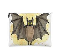 Borsa per il trucco a forma di pipistrello, borsa da viaggio per donne, piccola borsa portatile in tela con cerniera, borsa da toilette per Halloween, nero, 7x9 Inch, Pipistrello