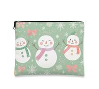 Borsa per il trucco a forma di pupazzo di neve, fantasiosa pochette da viaggio invernale per cosmetici da donna, organizer portatile in tela con cerniera, borsa da toilette per la cura della pelle du
