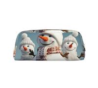 Borsa per il trucco a forma di pupazzo di neve felice per uomo e donna, borsa da viaggio per articoli da toilette, pochette estetica, astuccio grande per matite