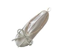 Borsa per il trucco a forma di scarpa da ballo con cerniera Accenti a stella spaziosi sacchetti cosmetici in raso per riporre gioielli da viaggio, A