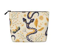 Borsa per il trucco a forma di serpente blu e giallo, grande capacità da viaggio per donna, borsa cosmetica portatile impermeabile con cerniera, monostrato in finta canapa