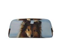 Borsa per il trucco a forma di simpatico cane Shetland per donne e uomini, astuccio per matite, piccola borsa per cosmetici da viaggio, borse da toeletta con cerniera, astucci estetici per penne, bors