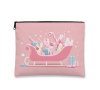 Borsa per il trucco a forma di slitta, borsa da viaggio per cosmetici, per donne, piccola borsa portatile con cerniera, borsa da toilette per la cura della pelle delle vacanze, Pesca, 7x9 Inch, Slitta