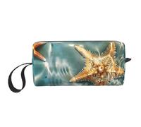 Borsa per il trucco a forma di stella marina, impermeabile, da viaggio, organizer per articoli da toeletta per donne e uomini, oceano, spiaggia, custodia per cosmetici, con cerniera, piccola borsa