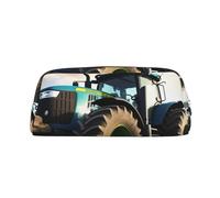 Borsa per il trucco a forma di trattore agricolo, borsa da viaggio per articoli da toilette, astuccio grande per matite per uomo e donna, portamonete in pelle con cerniera