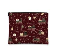 Borsa per il trucco a forma di treno, borsa da viaggio per cosmetici, da donna, piccola borsa portatile in tela con cerniera, organizer per articoli da toeletta per la cura della pelle natalizia