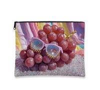 Borsa per il trucco a forma di uva, borsa da viaggio elegante e alla moda per donne, piccola borsa portatile in tela con cerniera, regalo divertente per la cura della pelle, accessorio per festival