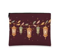 Borsa per il trucco a lanterna, borsa da viaggio per cosmetici da donna, piccola borsa portatile in tela con cerniera, borsa da toilette per la cura della pelle delle vacanze, Borgogna, 7x9 Inch