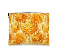 Borsa per il trucco a nido d'ape, borsa da viaggio per cosmetici da donna, borsa da viaggio portatile in tela con cerniera, borsa da toilette estiva per la cura della pelle 17,8 x 22,9 cm