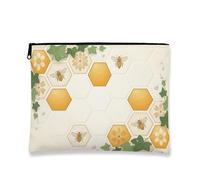 Borsa per il trucco a nido d'ape, borsa da viaggio vintage floreale per donne, organizer portatile in tela con cerniera, borsa da toilette primaverile per la cura della pelle, 17,8 x 22,9