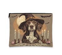Borsa per il trucco a pelo corto per Halloween, 17,8 x 22,8 cm, per viaggio, divertente e spaventoso per strega, pipistrello, cosmetici, regalo per donne, tarocchi streghe, organizer portatile in tela