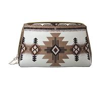 Borsa per il trucco a pois bianchi e neri,Sacchetto cosmetico in pelle portatile,Borsa da toilette impermeabile da viaggio, Nativi americani, Taglia unica