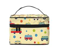 Borsa per il trucco a pois per auto con camion dei cartoni animati, borsa da viaggio organizer per articoli da toeletta per donne e ragazze custodia portatile da