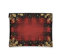 Borsa per il trucco a quadri, borsa da viaggio per cosmetici a quadri di bufalo rosso e nero, borsa da viaggio portatile con grande cerniera, borsa da toilette per la cura della pelle delle vacanze