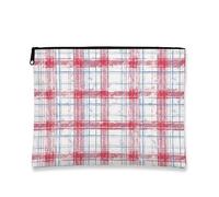 Borsa per il trucco a quadri, borse da viaggio per cosmetici a scacchi rossi e blu per donne, piccola borsa portatile in tela con cerniera, regalo per il ritorno a scuola borsa da toilette organizer