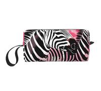 Borsa per il trucco a righe astratta zebrata resistente all'acqua organizer da viaggio per donne uomini Wildlife Animal Cosmetic Storage Pouch con cerniera piccola borsa portatile per attrezzi