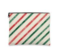 Borsa per il trucco a righe natalizie, borsa da viaggio per cosmetici vintage per le feste da donna, organizer portatile in tela con cerniera, borsa da toilette per la cura della pelle festiva 7x9 po