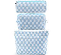 Borsa per il trucco a scacchi per le donne di grande capacità rosa borsa cosmetica set da viaggio sacchetto per il trucco per borsa con cerniera organizer per articoli da toeletta carino Y2K estetica