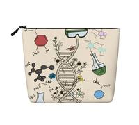 Borsa per il trucco a tema DNA per donna, grande pochette cosmetica da viaggio, organizer per articoli da toilette effetto lino resistente all'acqua con cerniera, borsa portaoggetti per la cura della