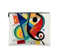 Borsa per il trucco a tema musicale astratto, custodia da viaggio per cosmetici con design geometrico colorato per donne, elegante custodia in tela con cerniera, organizer per la cura della pelle