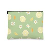 Borsa per il trucco al limone, borsa da viaggio per cosmetici con crisantemo giocoso per donne, piccola borsa portatile in tela con cerniera, borsa da toilette regalo estiva per la cura della pelle