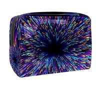 Borsa per il trucco arancione astratta con sfondo triangolare, con cerniera, organizer da viaggio per cosmetici per donne e ragazze, Multicolore 07, 18.5x7.5x13cm/7.3x3x5.1in, Beauty Case