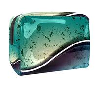 Borsa per il trucco arancione astratta con sfondo triangolare, con cerniera, organizer da viaggio per cosmetici per donne e ragazze, Multicolore 05, 18.5x7.5x13cm/7.3x3x5.1in, Beauty Case