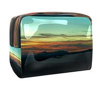 Borsa per il trucco arancione astratta con sfondo triangolare, con cerniera, organizer da viaggio per cosmetici per donne e ragazze, Multicolore 02, 18.5x7.5x13cm/7.3x3x5.1in, Beauty Case