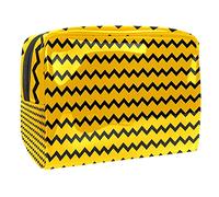 Borsa per il trucco arancione astratta con sfondo triangolare, con cerniera, organizer da viaggio per cosmetici per donne e ragazze, Multicolore 03, 18.5x7.5x13cm/7.3x3x5.1in, Beauty Case